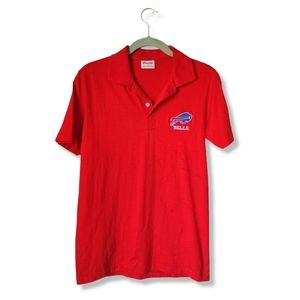 BUFFALO BILLS x VINTAGE x NFL‎ sibgle stitch polo in red USA made size Small